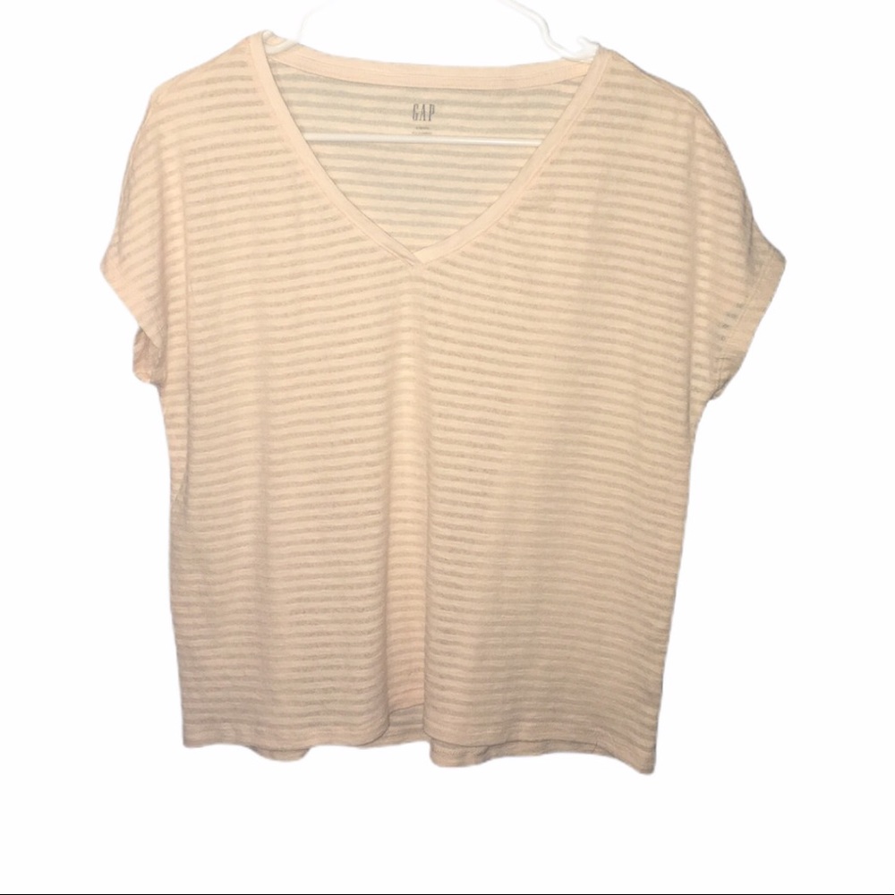 GAP Stripe Short Sleeve Tee Oversized Peach Small